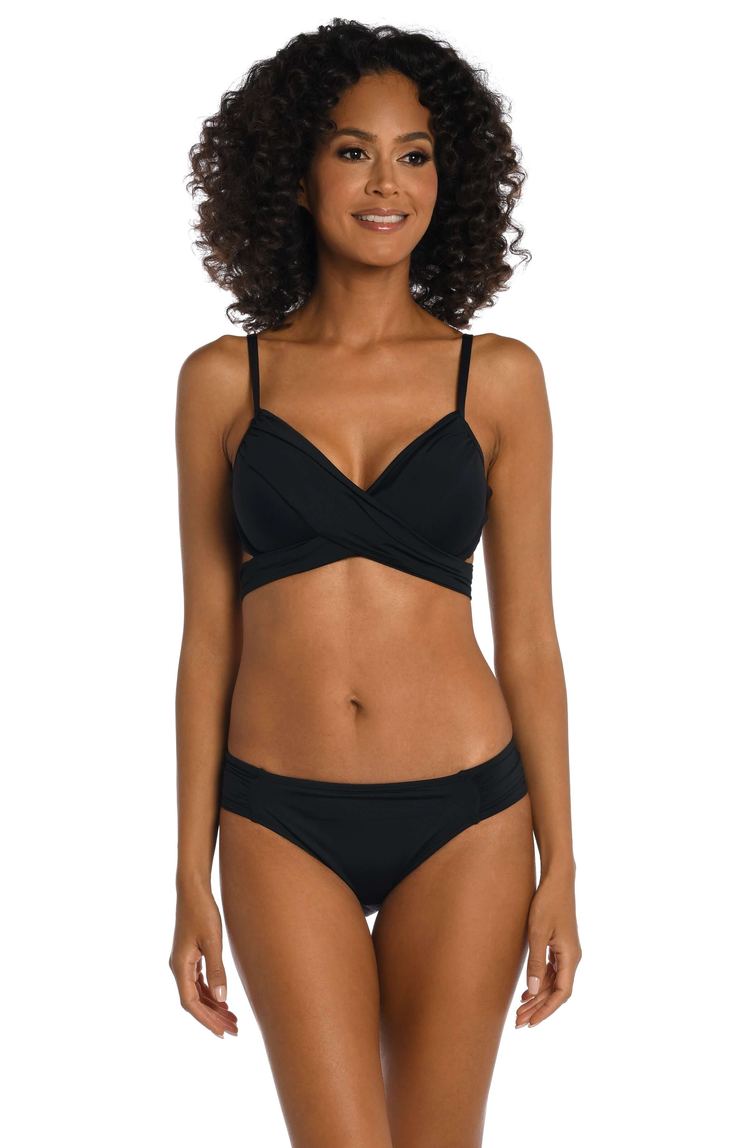 Island Goddess Wrap Underwire Bra Top - Black (Final Sale)