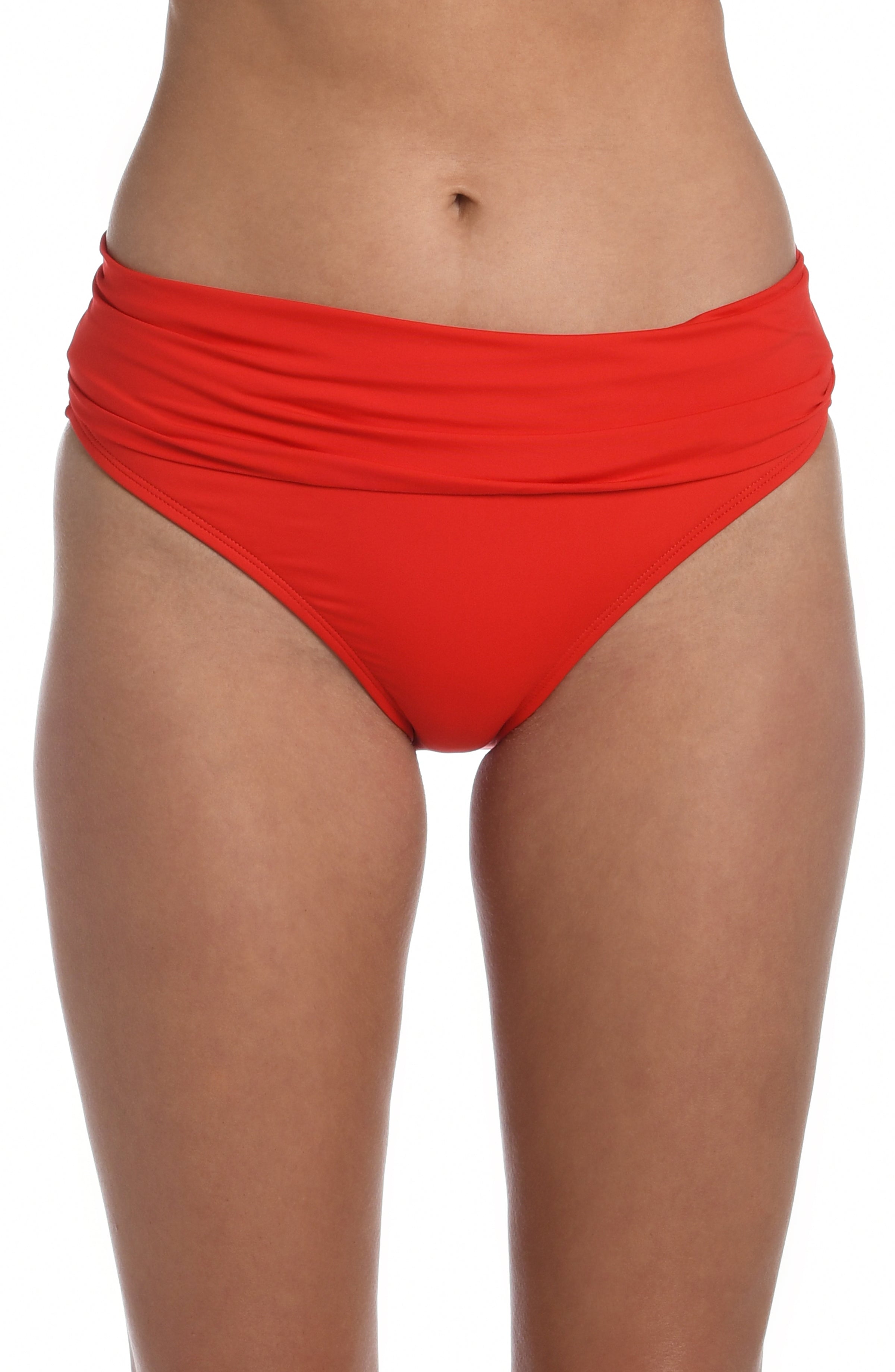 Island Goddess Ruched Band Hipster Bottom - Cherry - FINAL SALE