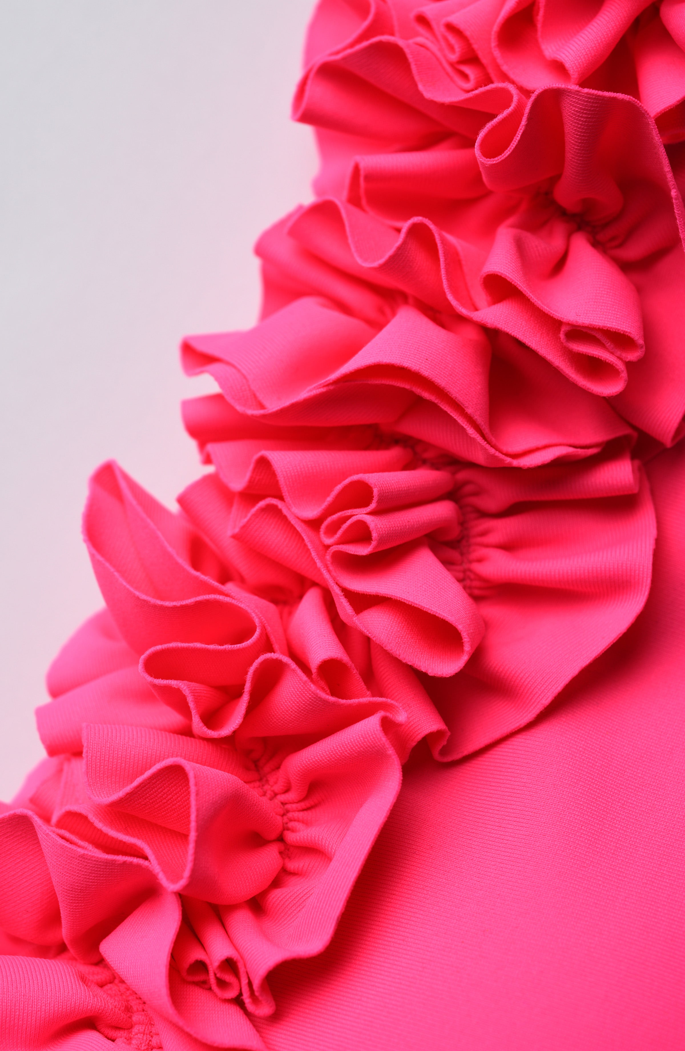 Island Goddess Ruffle Bandeau Tankini Top - Bright Pink