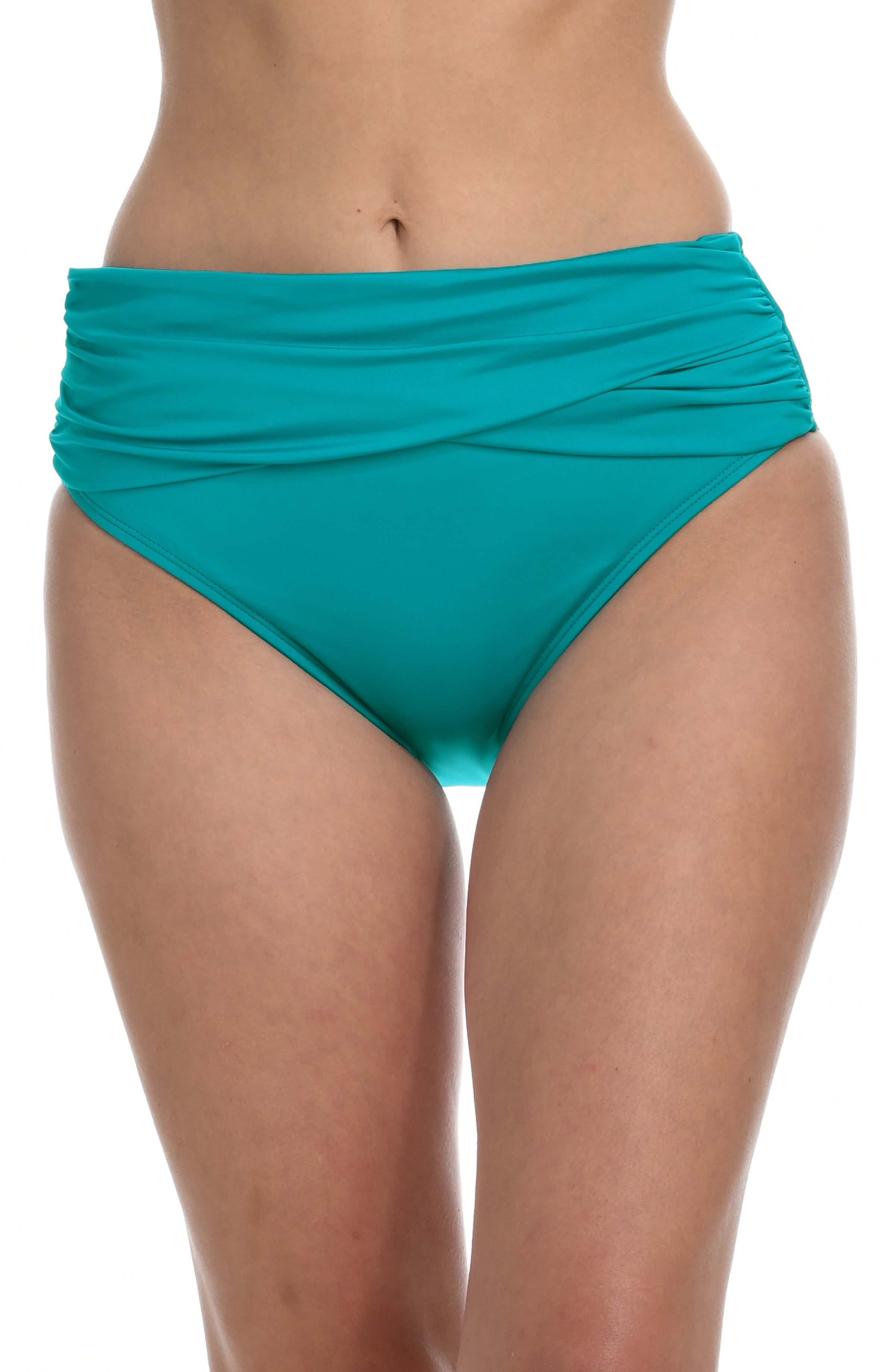 Island Goddess Mid-Waist Sash Band Bottom - Turquoise (Final Sale)