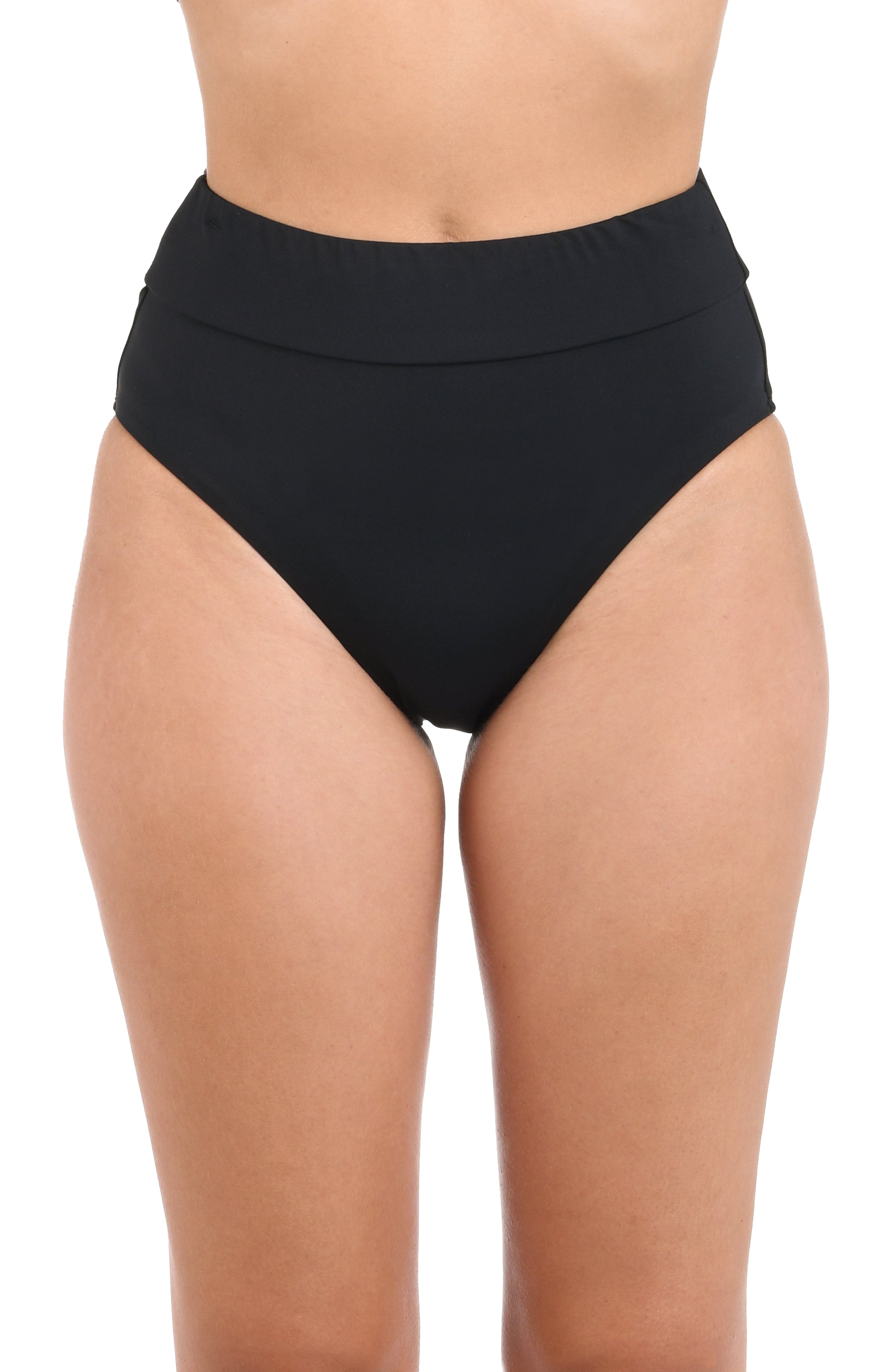 Island Goddess Cinch Back High Waist Bottom - Black