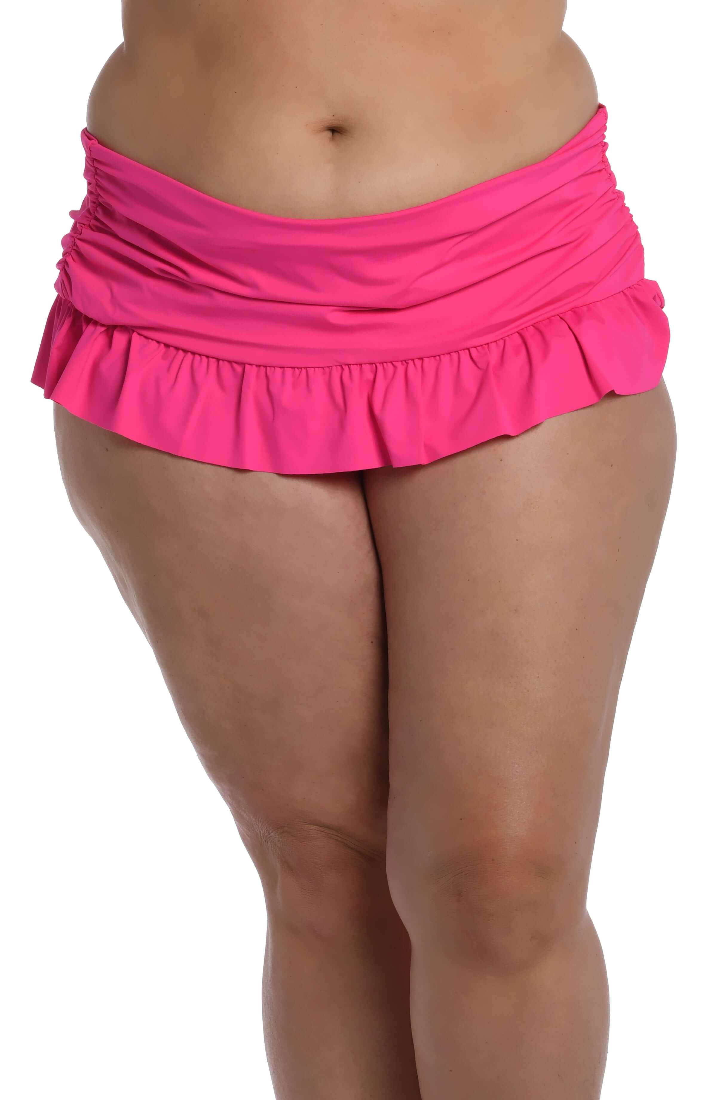 Island Goddess Ruffle Skirted Bottom - Pop Pink - FINAL SALE