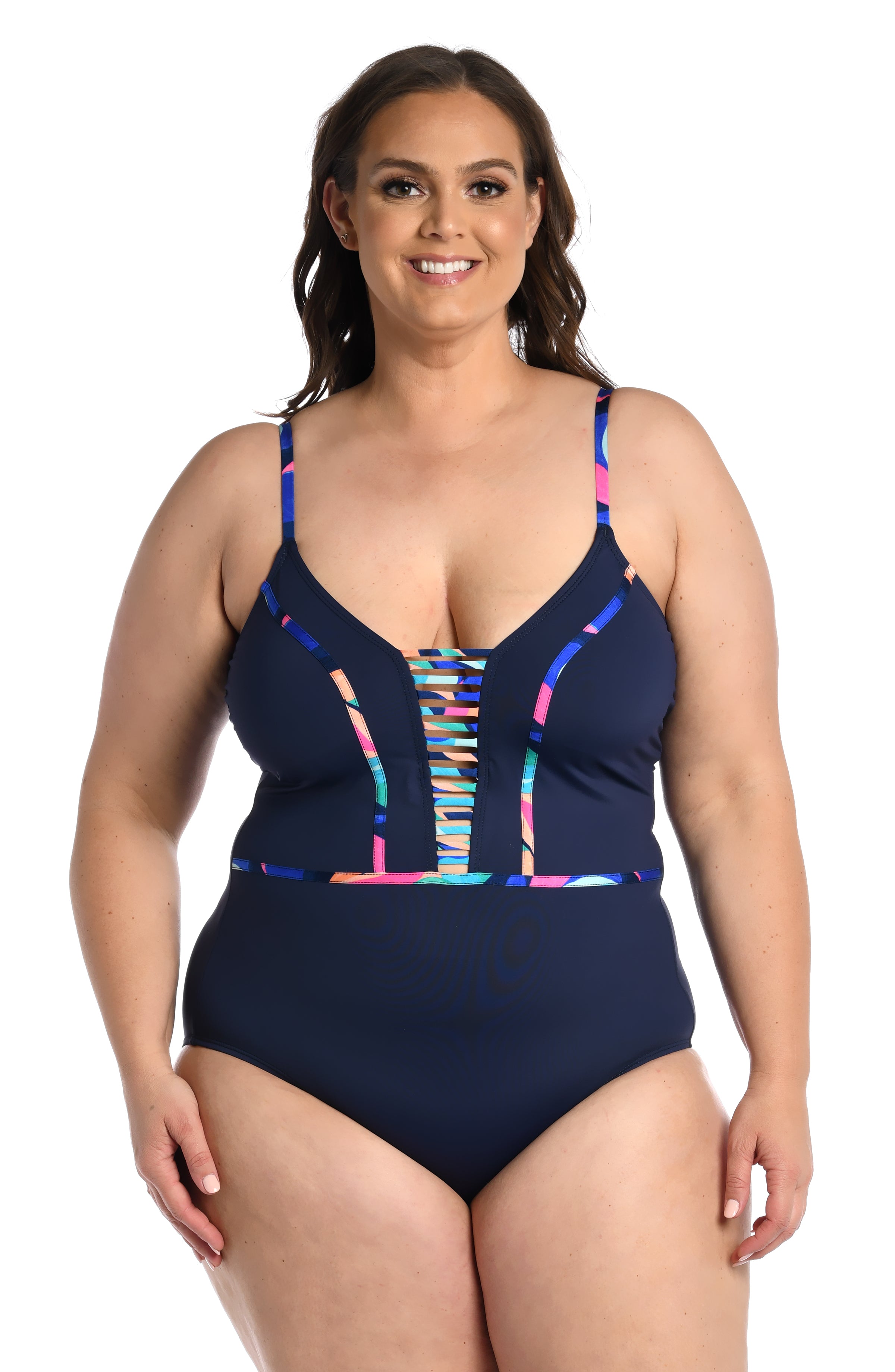 Painted Leaves Plunge One Piece - FINAL SALE
