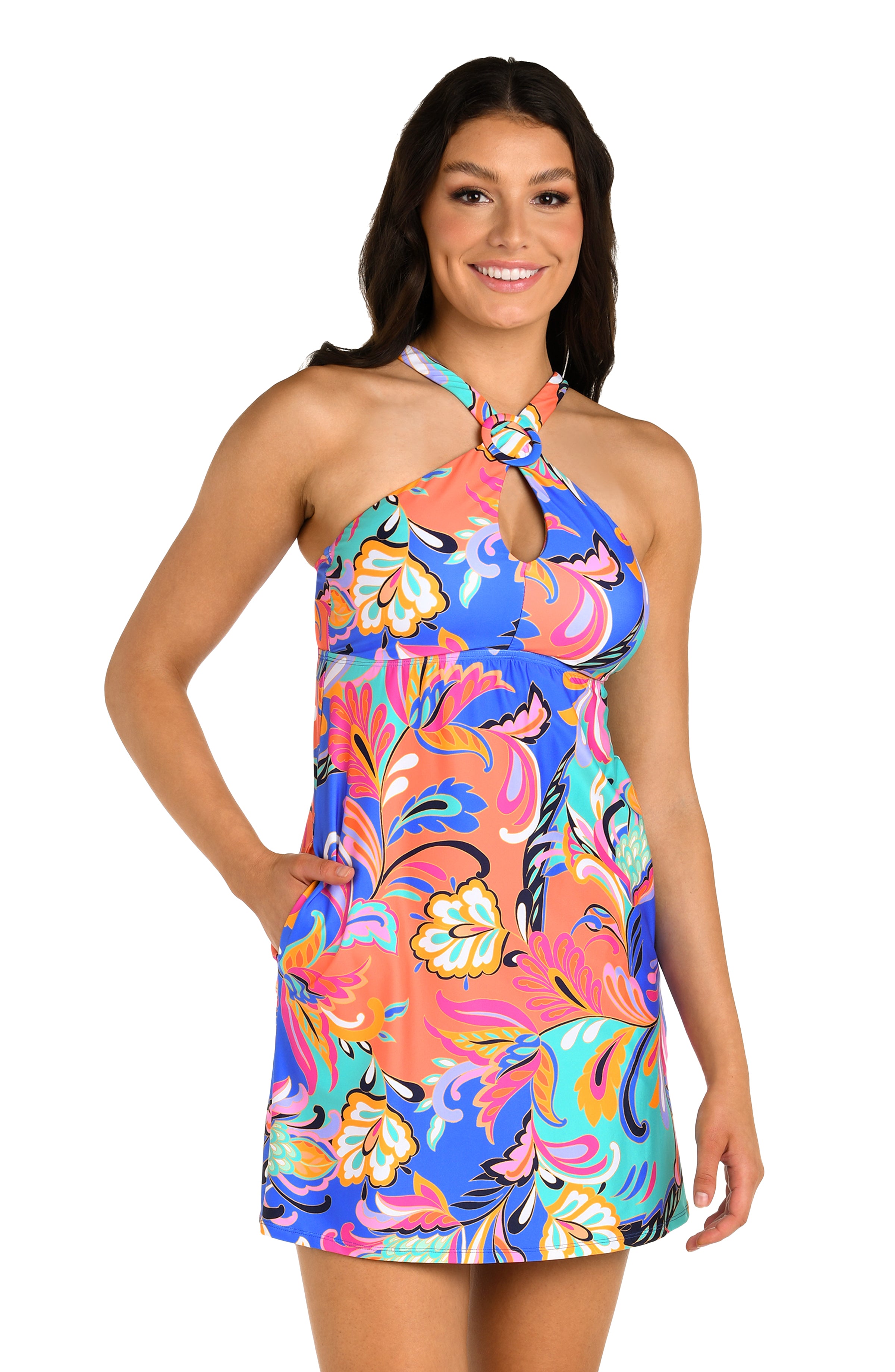 24th & Ocean Prima Paisley High Neck Shift Dress