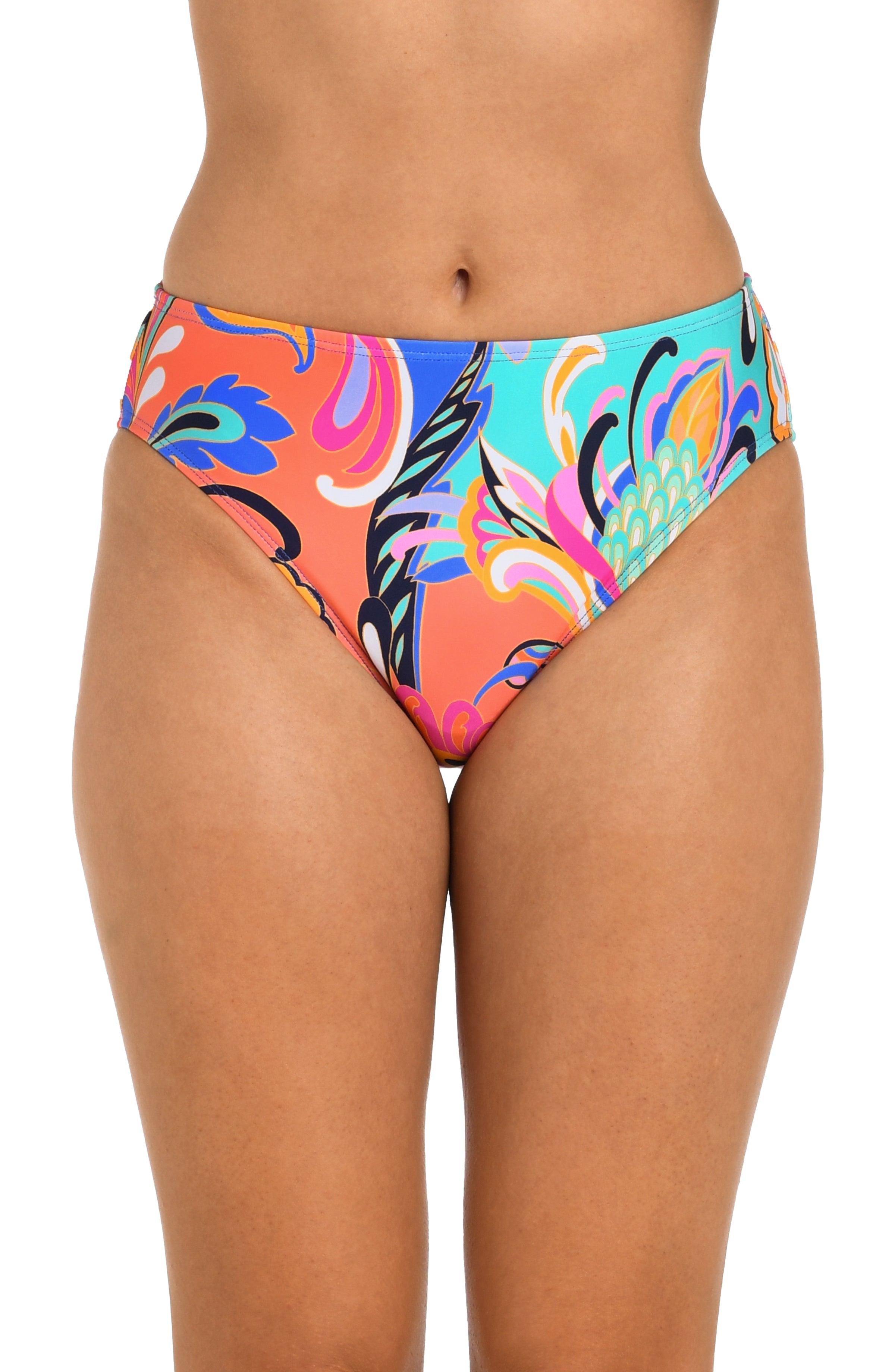 24th & Ocean Prima Paisley Mid Waist Bikini Bottom