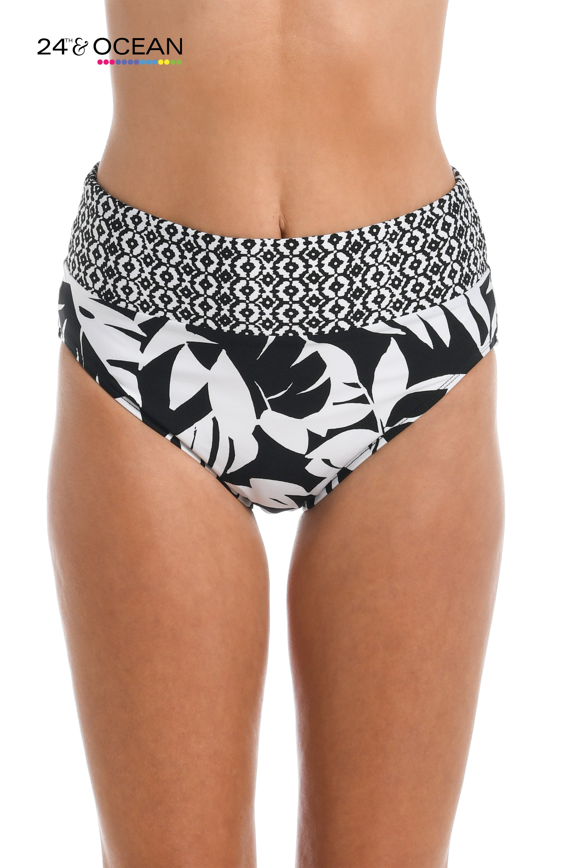 24th & Ocean Antigua Leaf High Waist Bottom - FINAL SALE