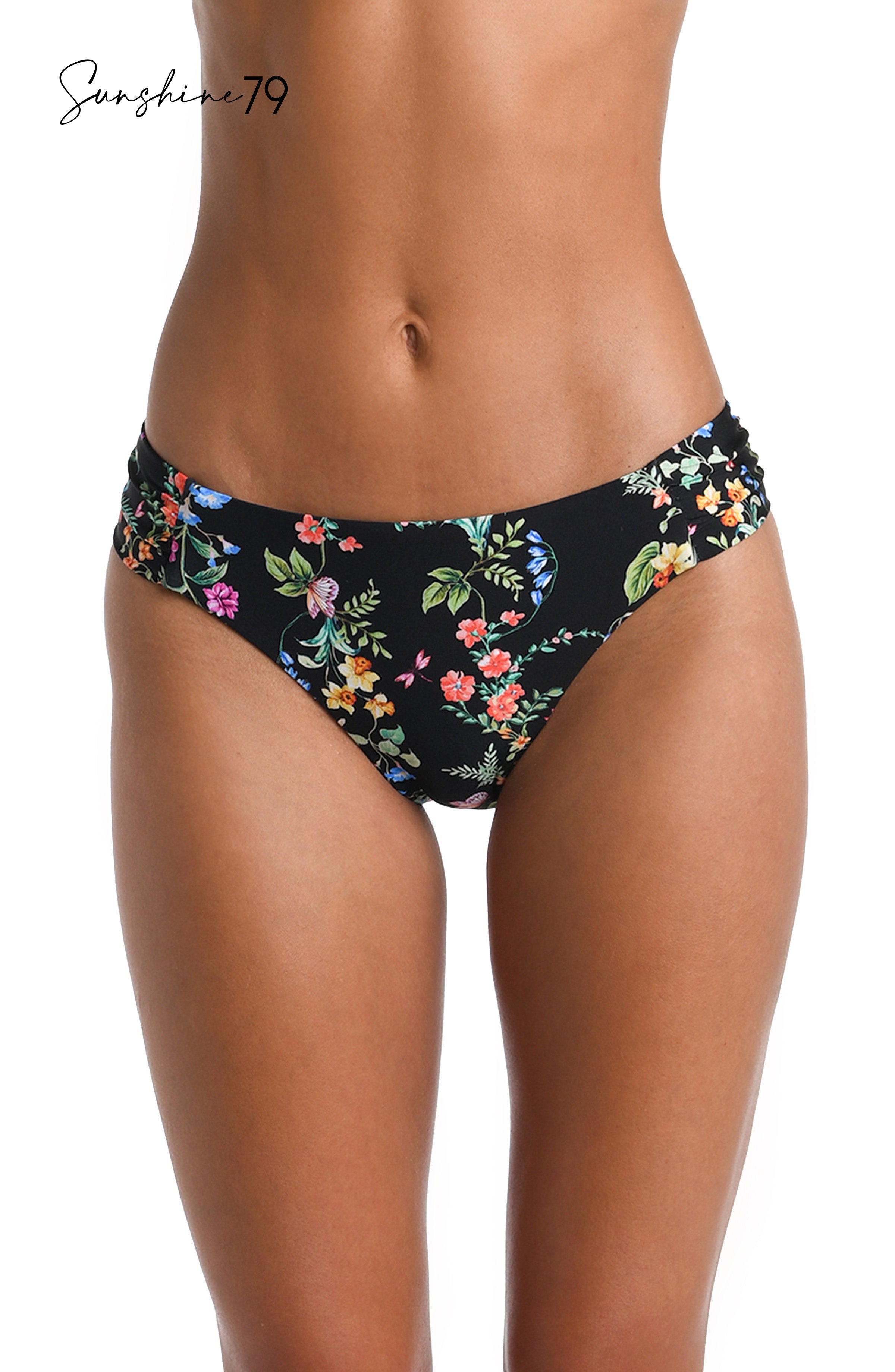 Sunshine 79 Wildflower Vines Side Shirred Hipster Bottom - FINAL SALE