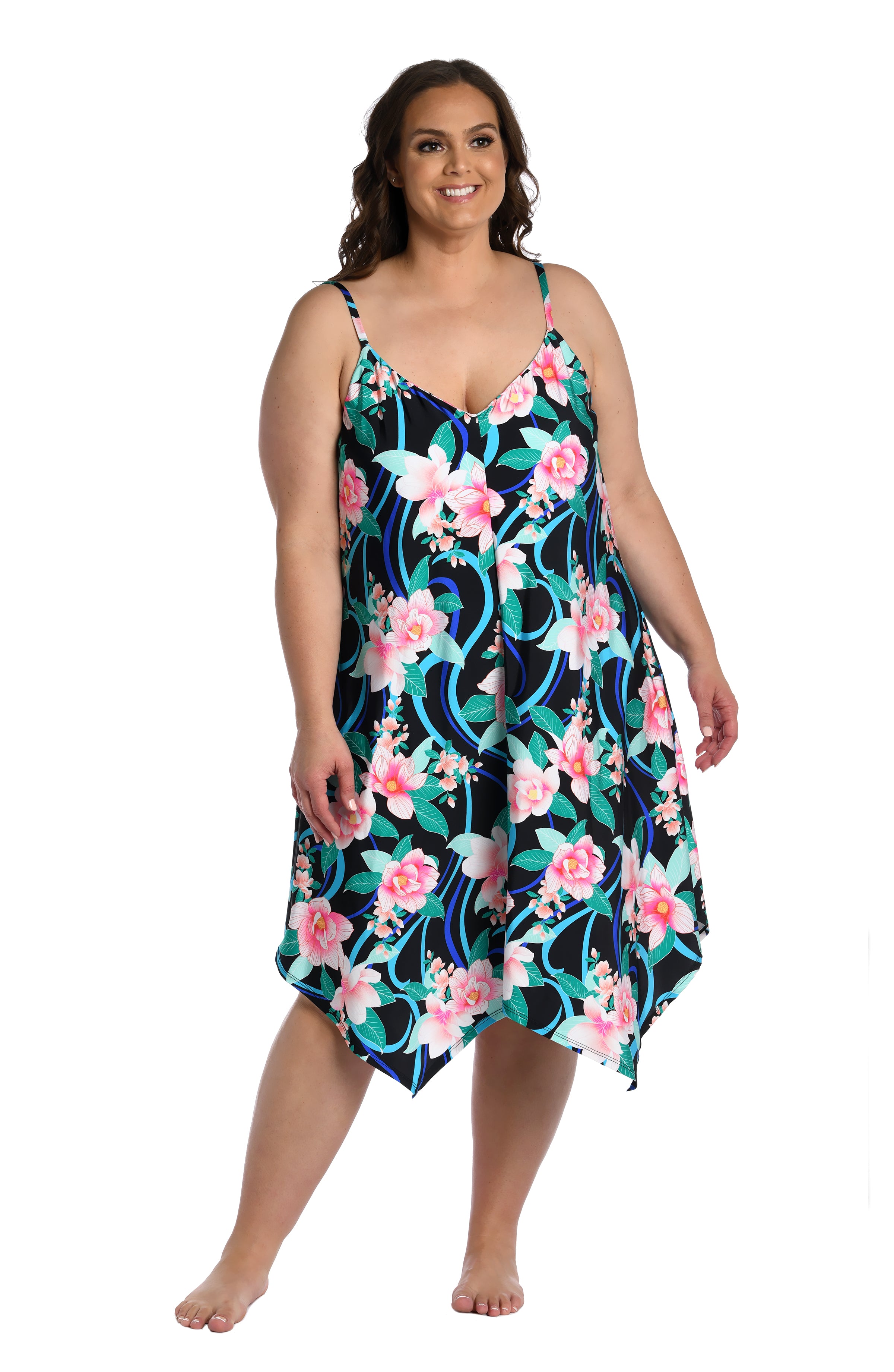 Nightfall Blooms Scarf Hem Dress  - FINAL SALE