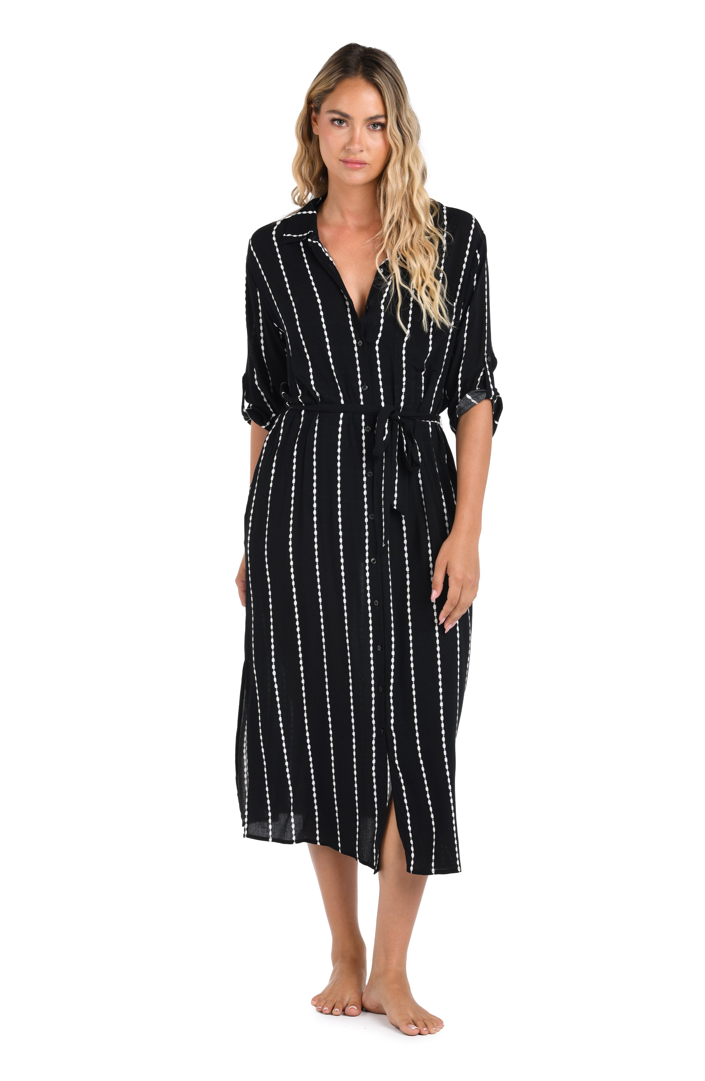 City Lights Button Up Shirt Dress
