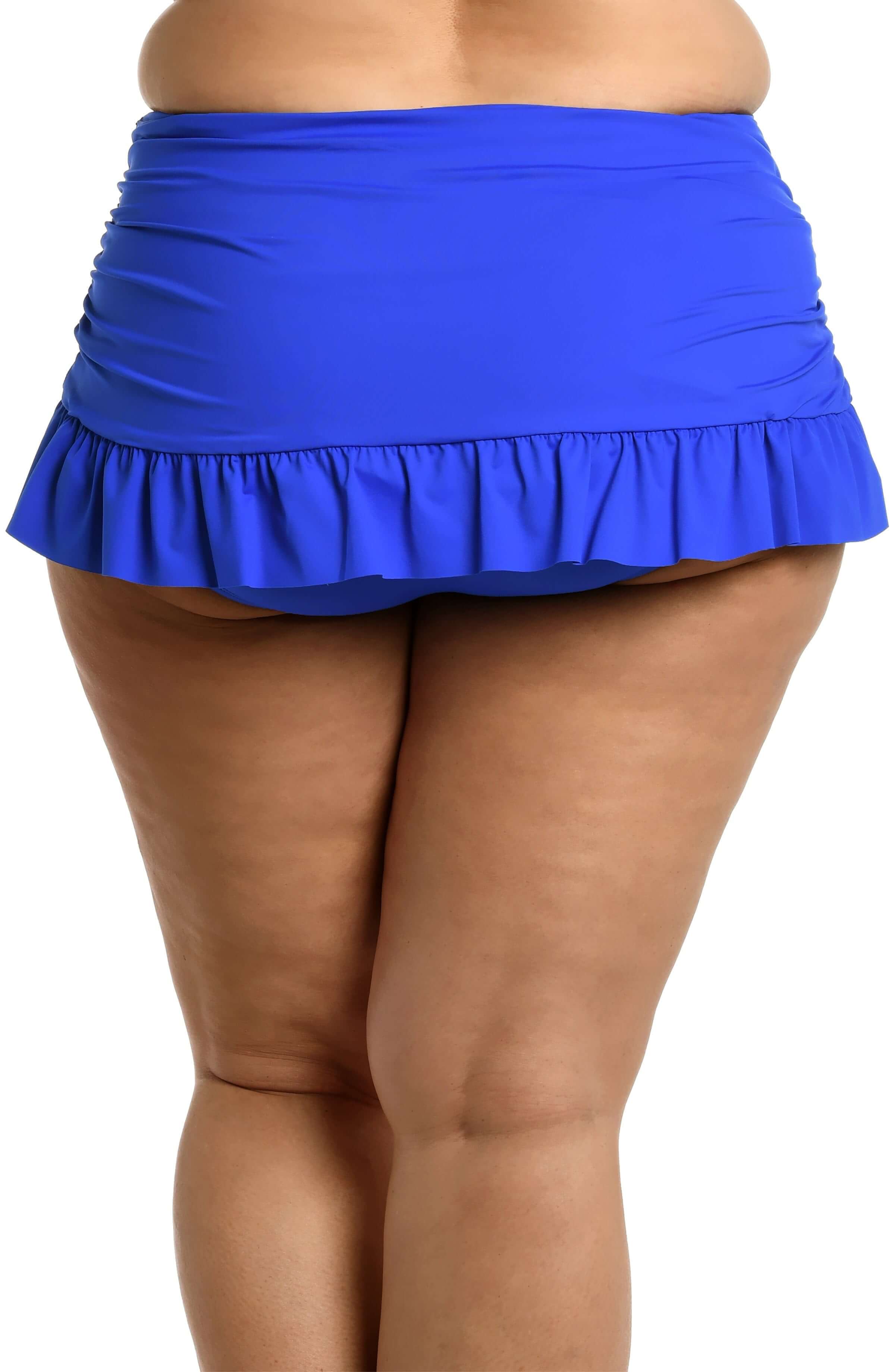 Island Goddess Ruffle Skirted Bottom - Sapphire (Final Sale)