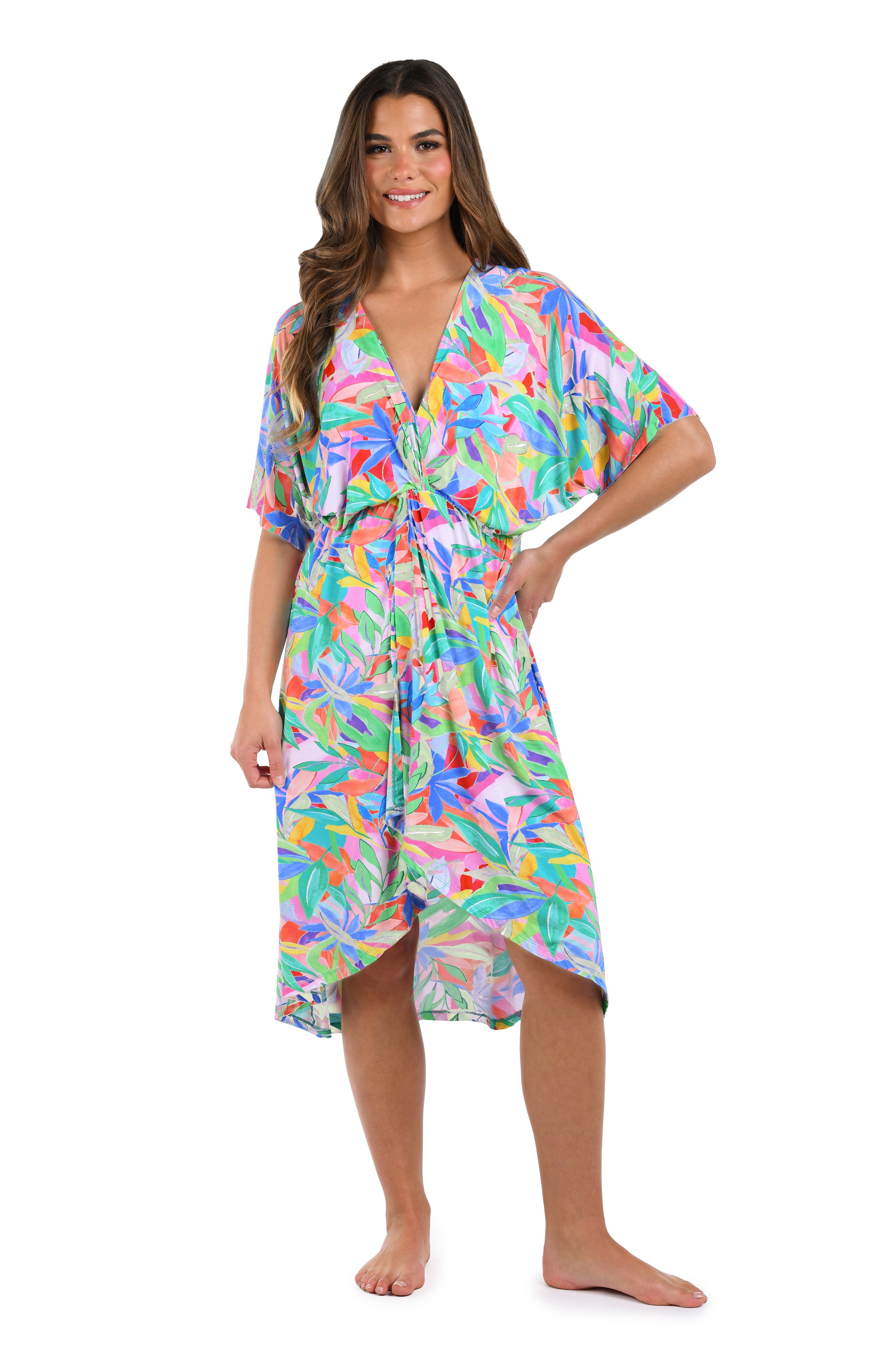 Tropi-flage Twist Front Midi Dress Cover Up