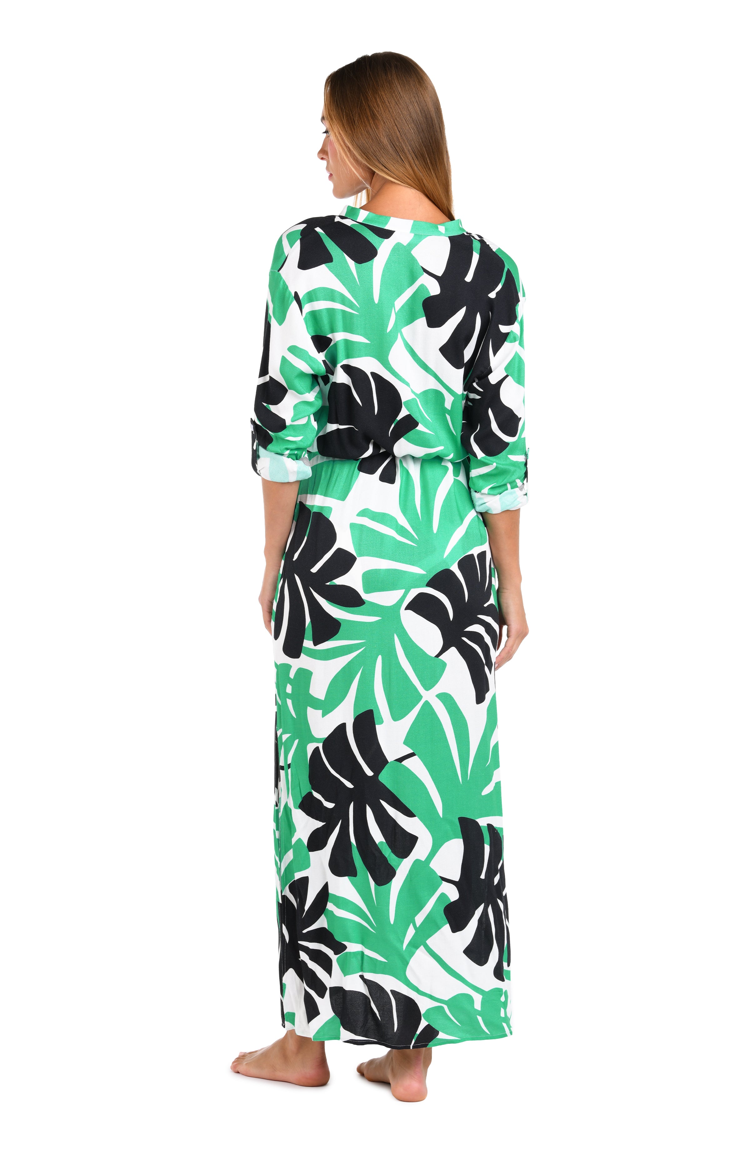 Sunshine 79 Monstera Button Up Maxi Dress