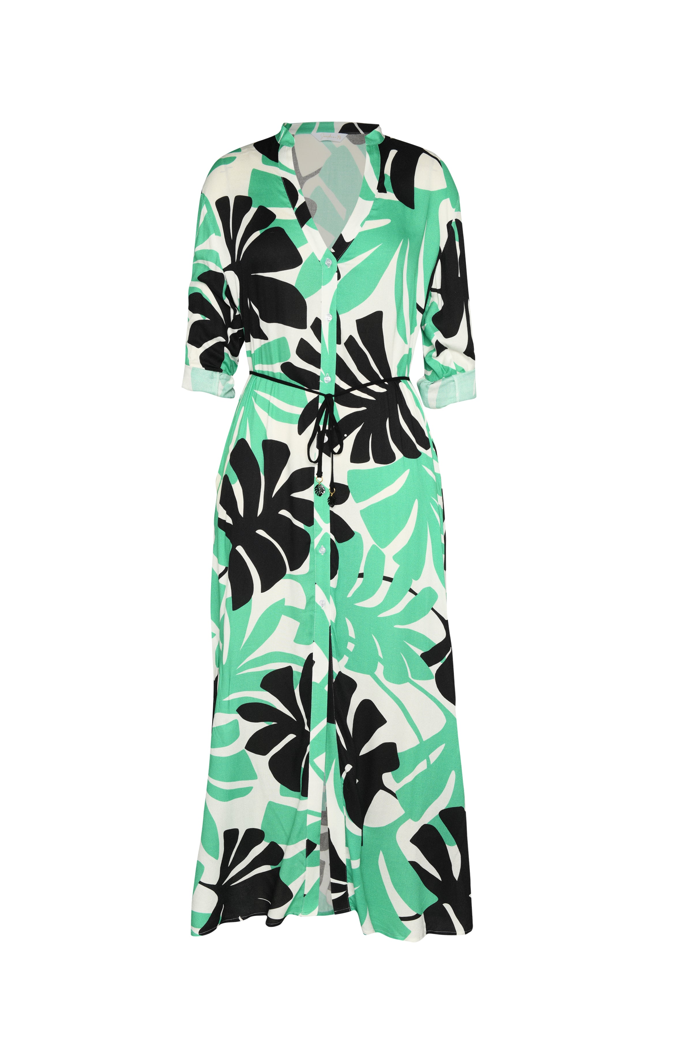 Sunshine 79 Monstera Button Up Maxi Dress