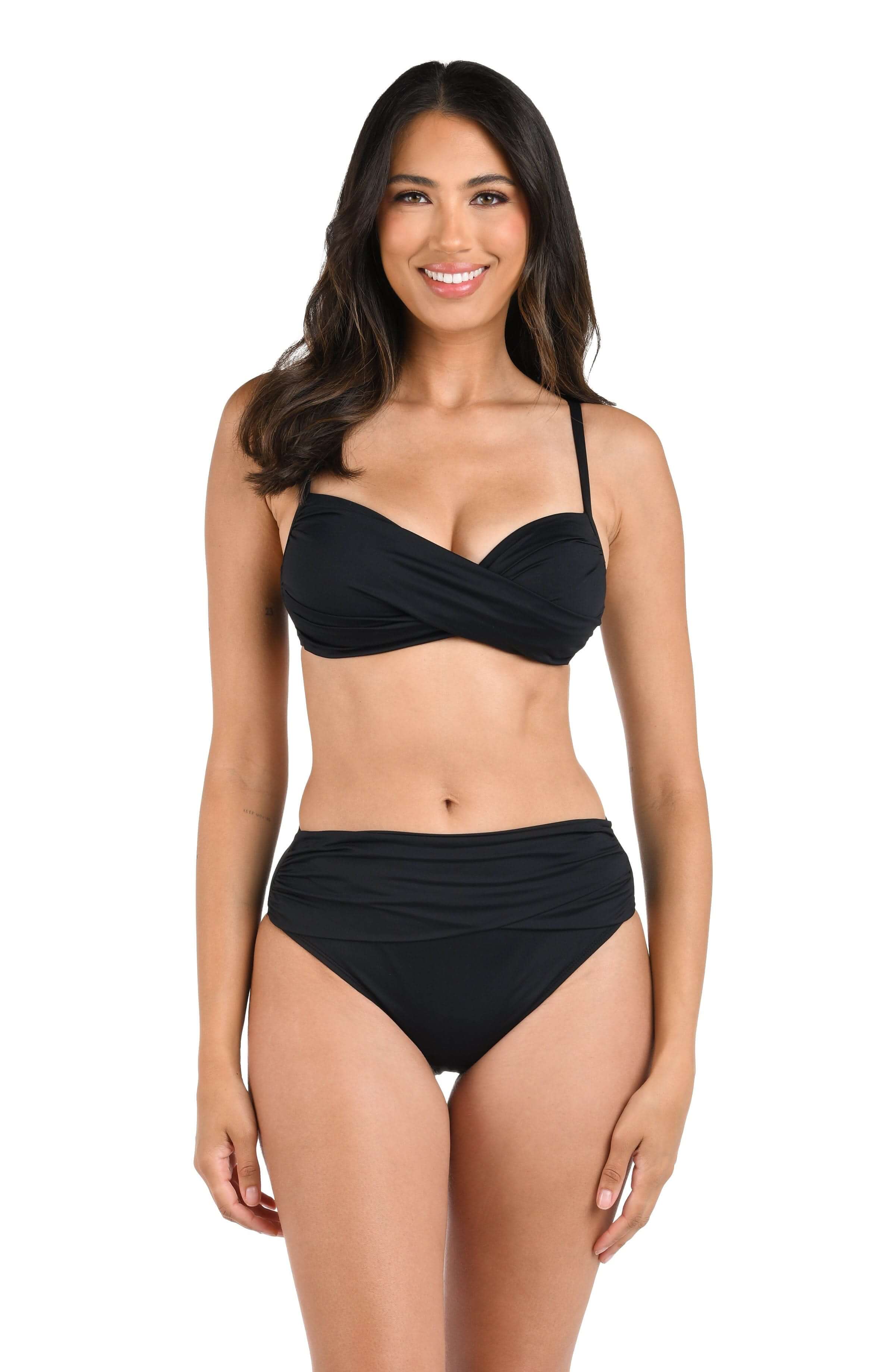 Island Goddess Mid-Waist Sash Band Bottom - Black