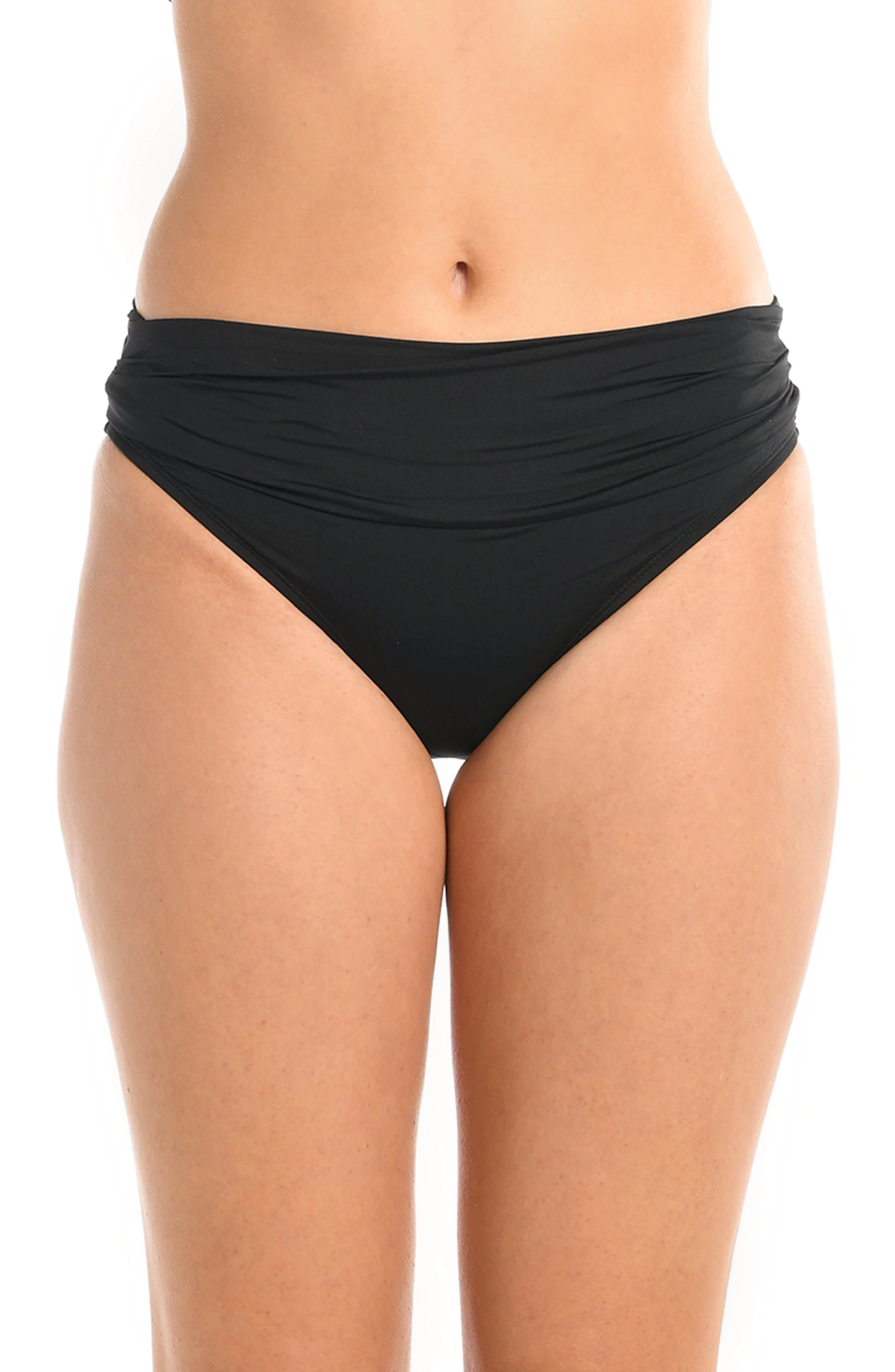 Island Goddess Ruched Band Hipster Bottom - Black